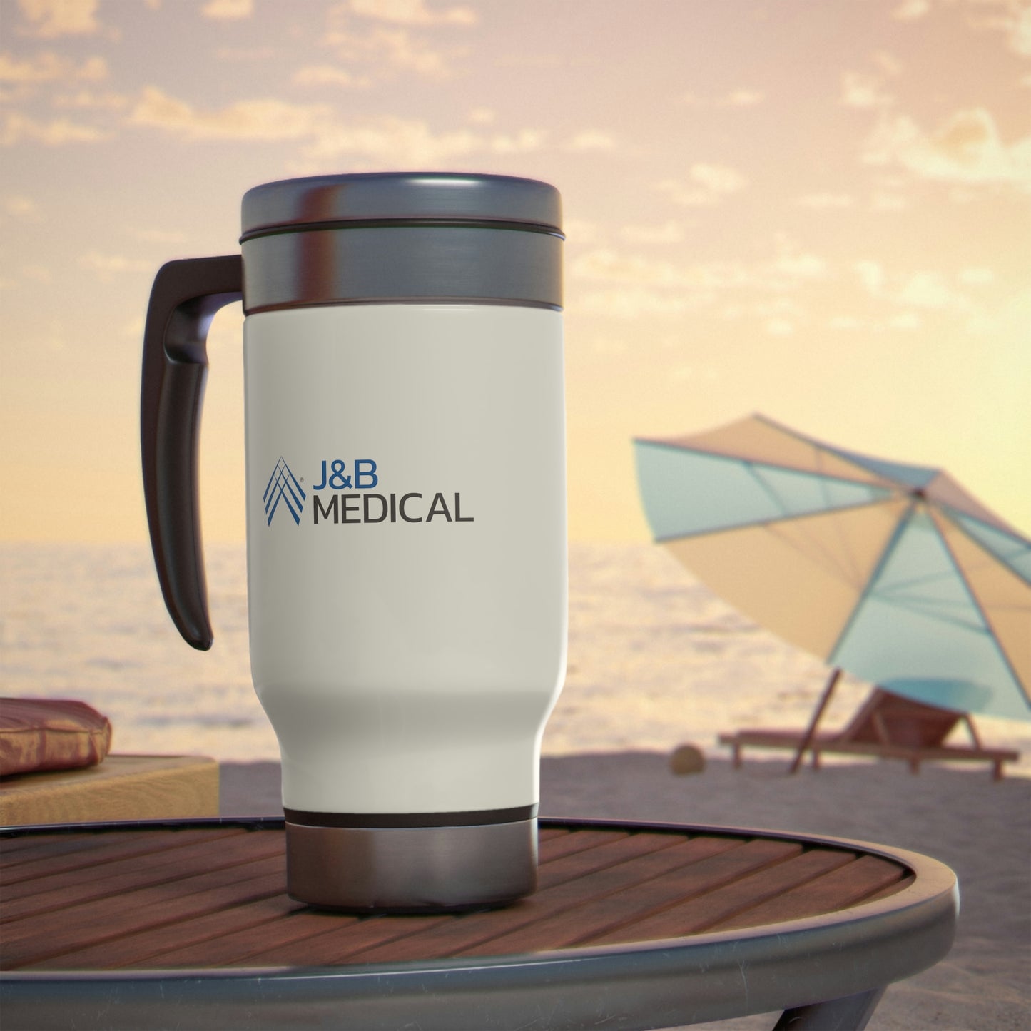 Stainless Steel Travel Mug with Handle, 14oz - J&B Medical