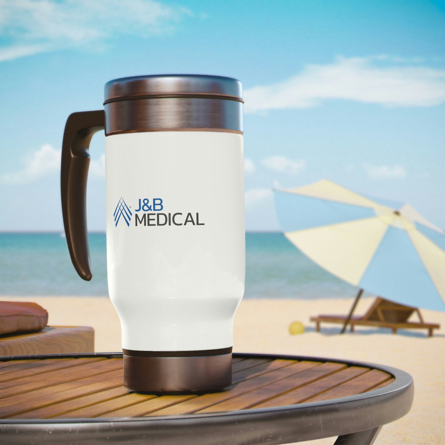 Stainless Steel Travel Mug with Handle, 14oz - J&B Medical